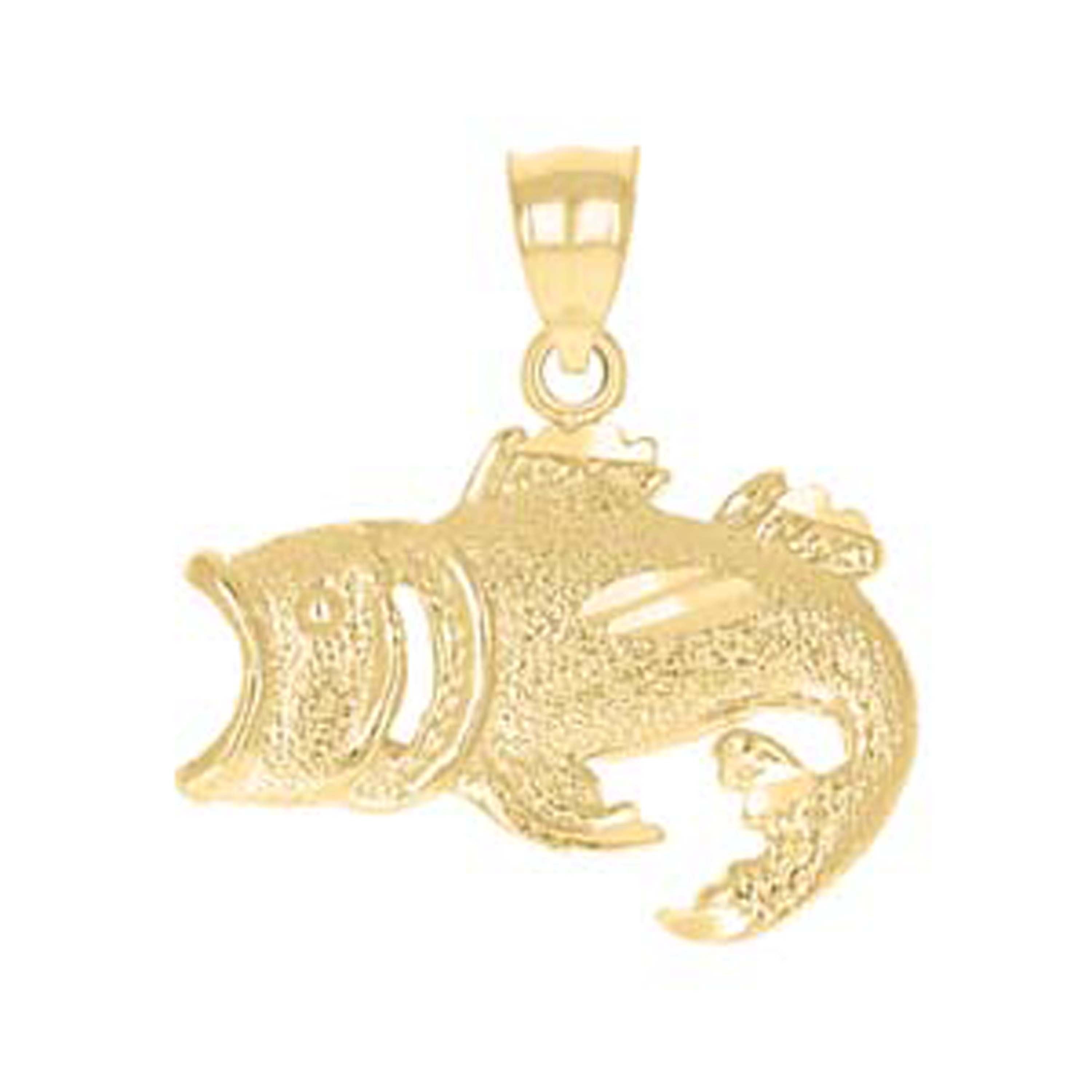 10kt Yellow Gold Womens Fish Animal Charm Pendant