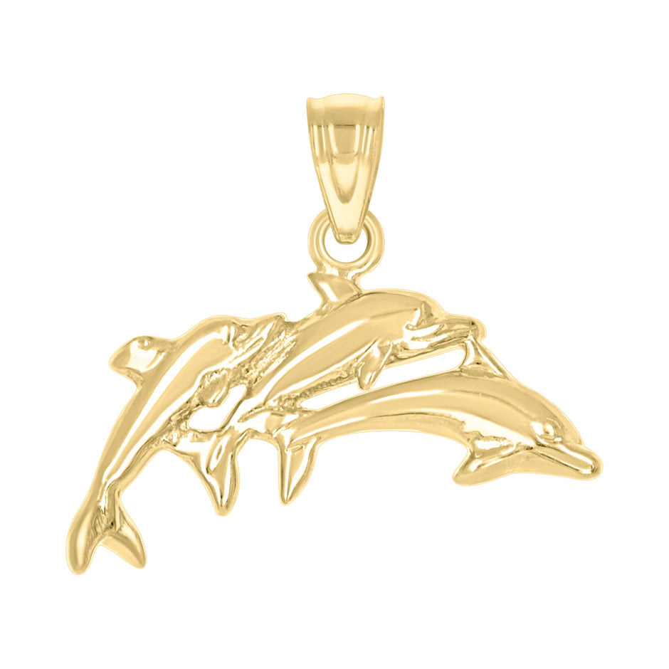 10kt Yellow Gold Womens Three Animal Charm Pendant