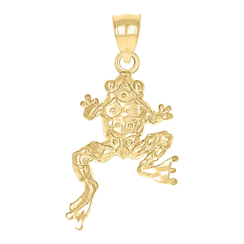 10kt Yellow Gold Womens Frog Animal Charm Pendant