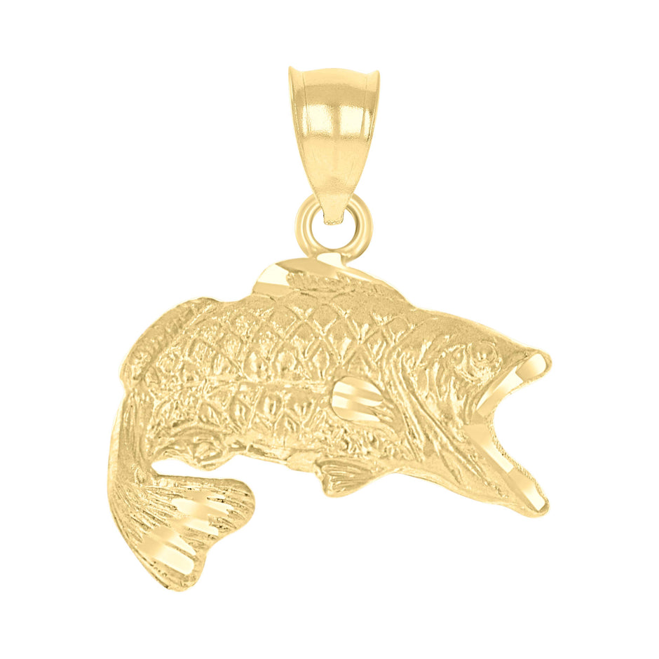 10kt Yellow Gold Womens Fish Animal Charm Pendant