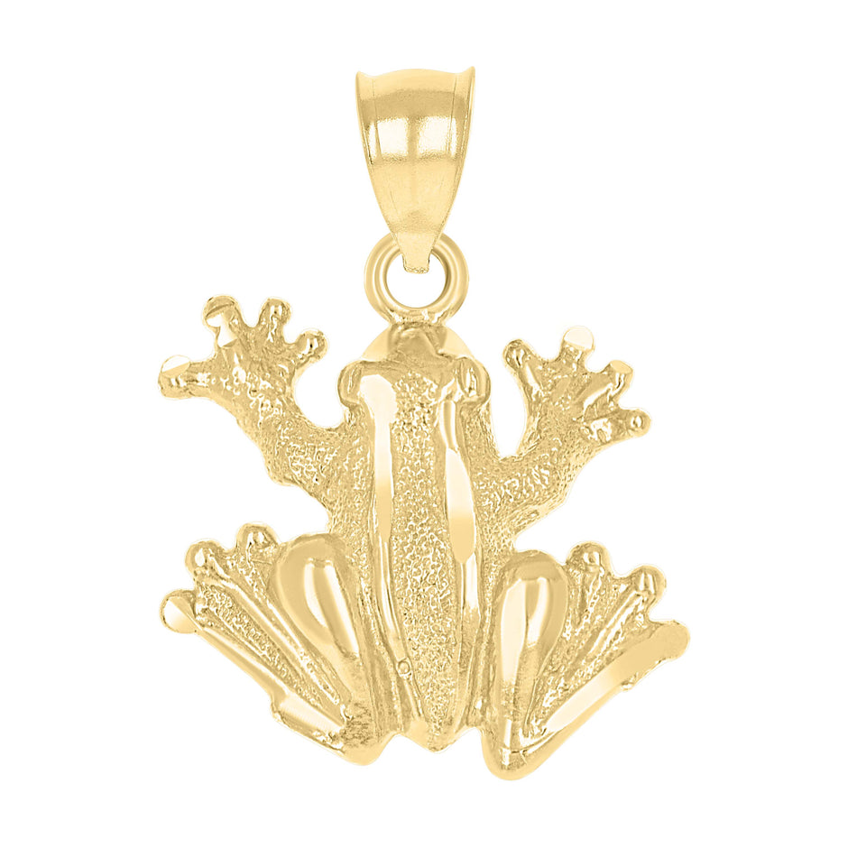 10kt Yellow Gold Womens Simple Frog Animal Charm Pendant