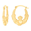 14Kt Yellow Gold Womens Claddagh Hoop Earrings