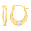 14Kt Two-tone Gold Womens Tapered Hoop Earrings