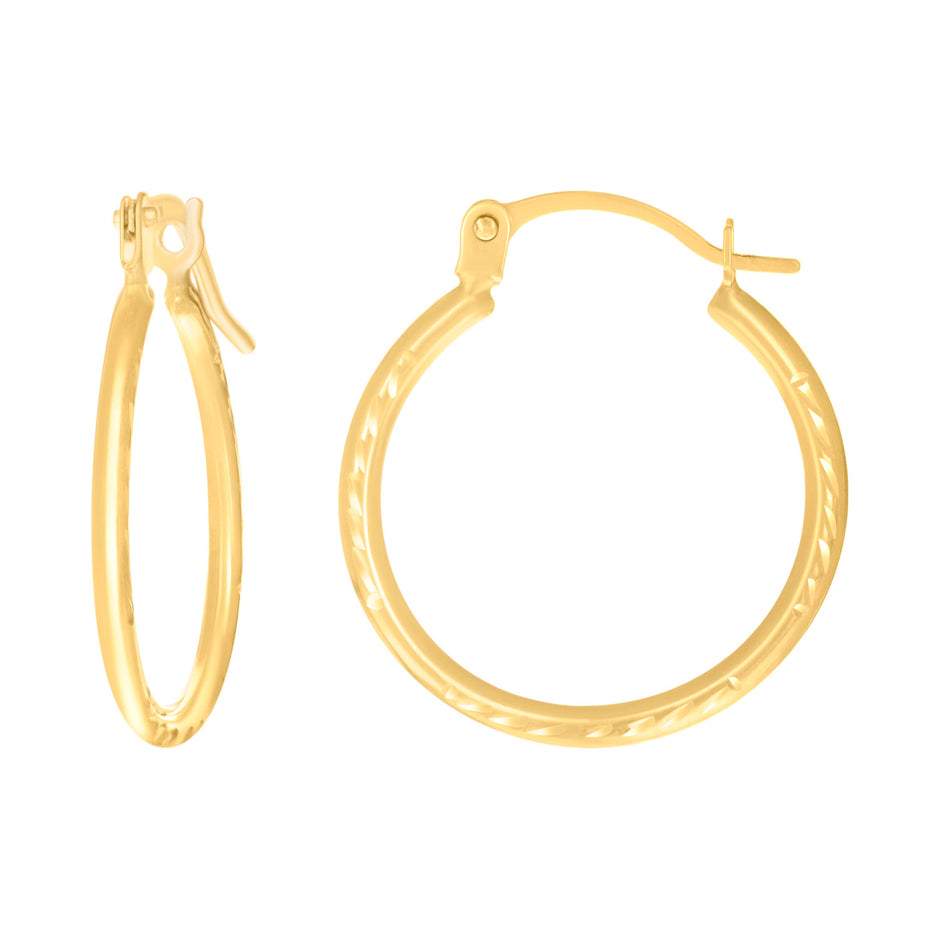 14Kt Yellow Gold Womens Round Tube Hoop Earrings