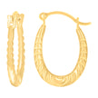 14Kt Yellow Gold Womens Heart Oval Hoop Earrings