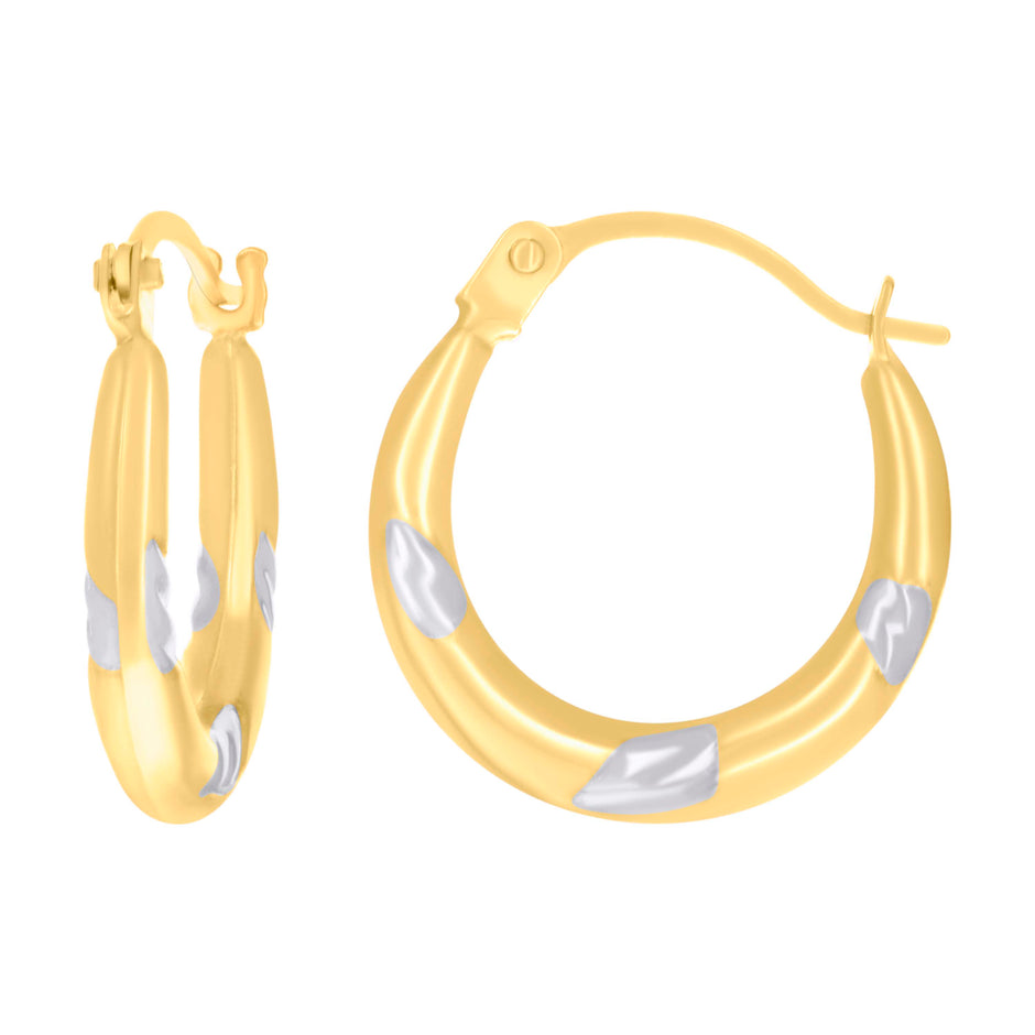 14Kt Two-tone Gold Womens Fashion Hoop Earrings
