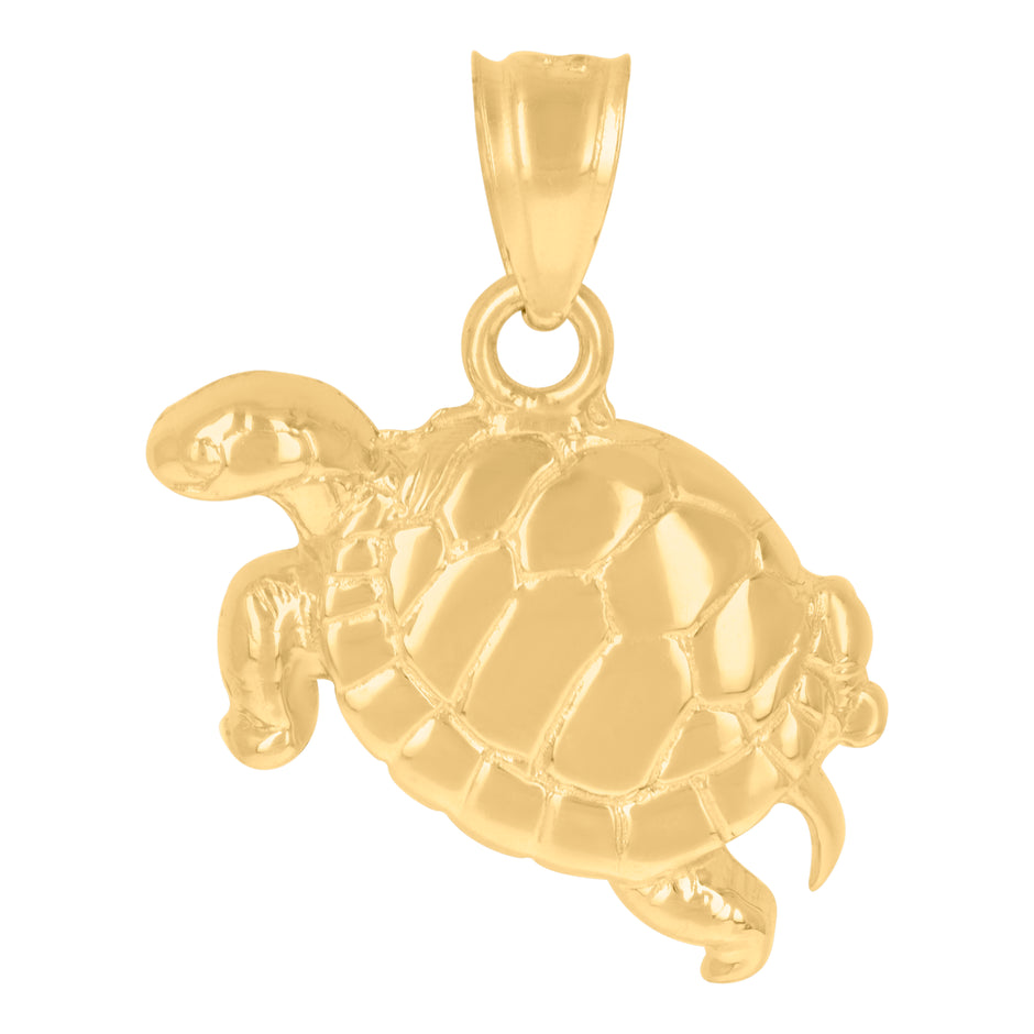 10kt Yellow Gold Womens Sea Turtle Animal Charm Pendant