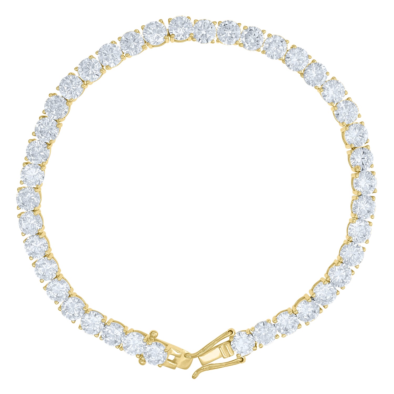 925 Sterling Silver Yellow-tone 28.0ct Moissanite Tennis Bracelet 6mm Size 8 Inches