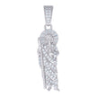 925 Sterling Silver Mens 0.48ct Baguette Round Moissanite St. Jude Religious Charm Pendant