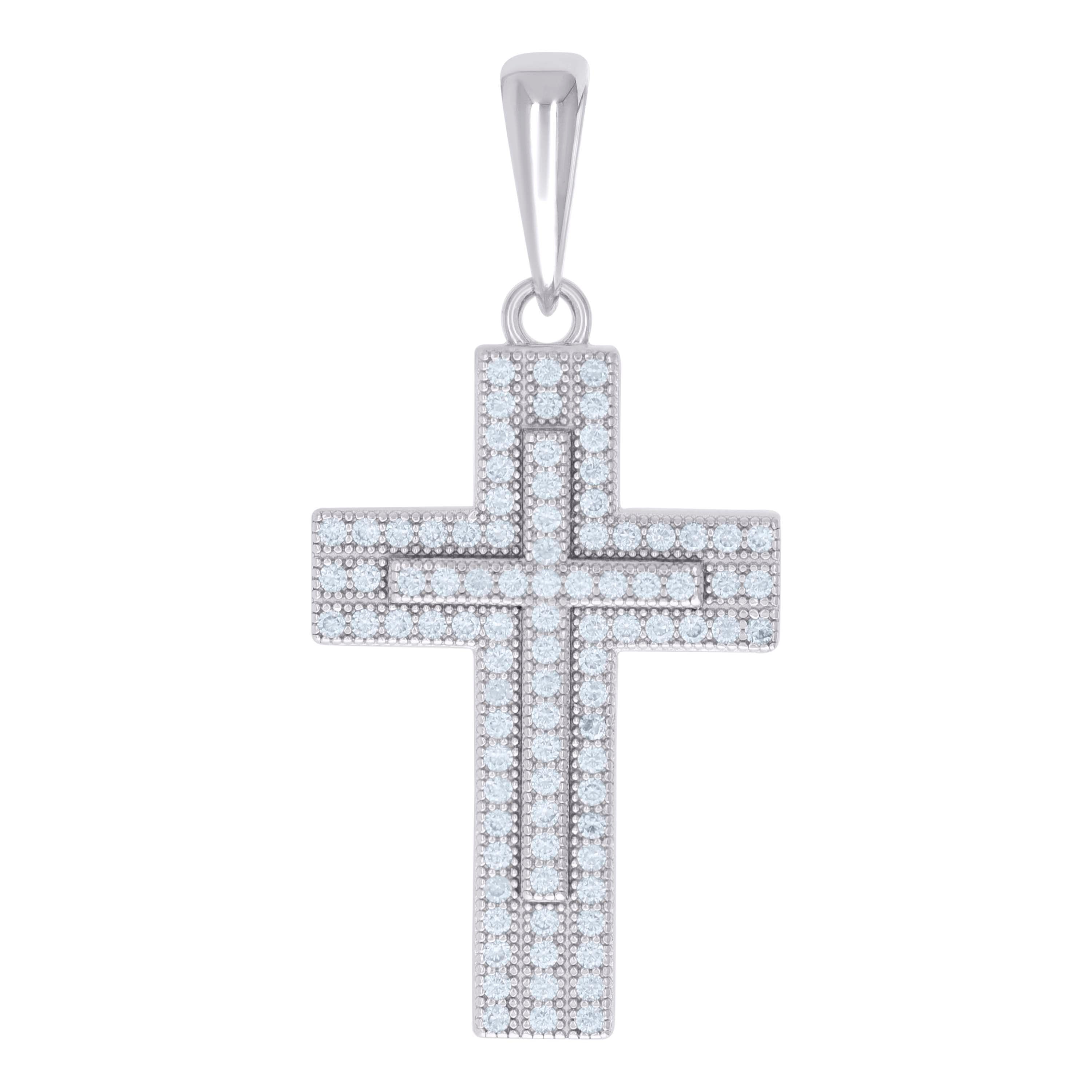 925 Sterling Silver Unisex 0.57ct Moissanite Cross Religious Charm Pendant