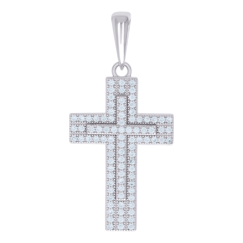 925 Sterling Silver Unisex 0.57ct Moissanite Cross Religious Charm Pendant