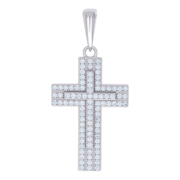 925 Sterling Silver Unisex 0.57ct Moissanite Cross Religious Charm Pendant