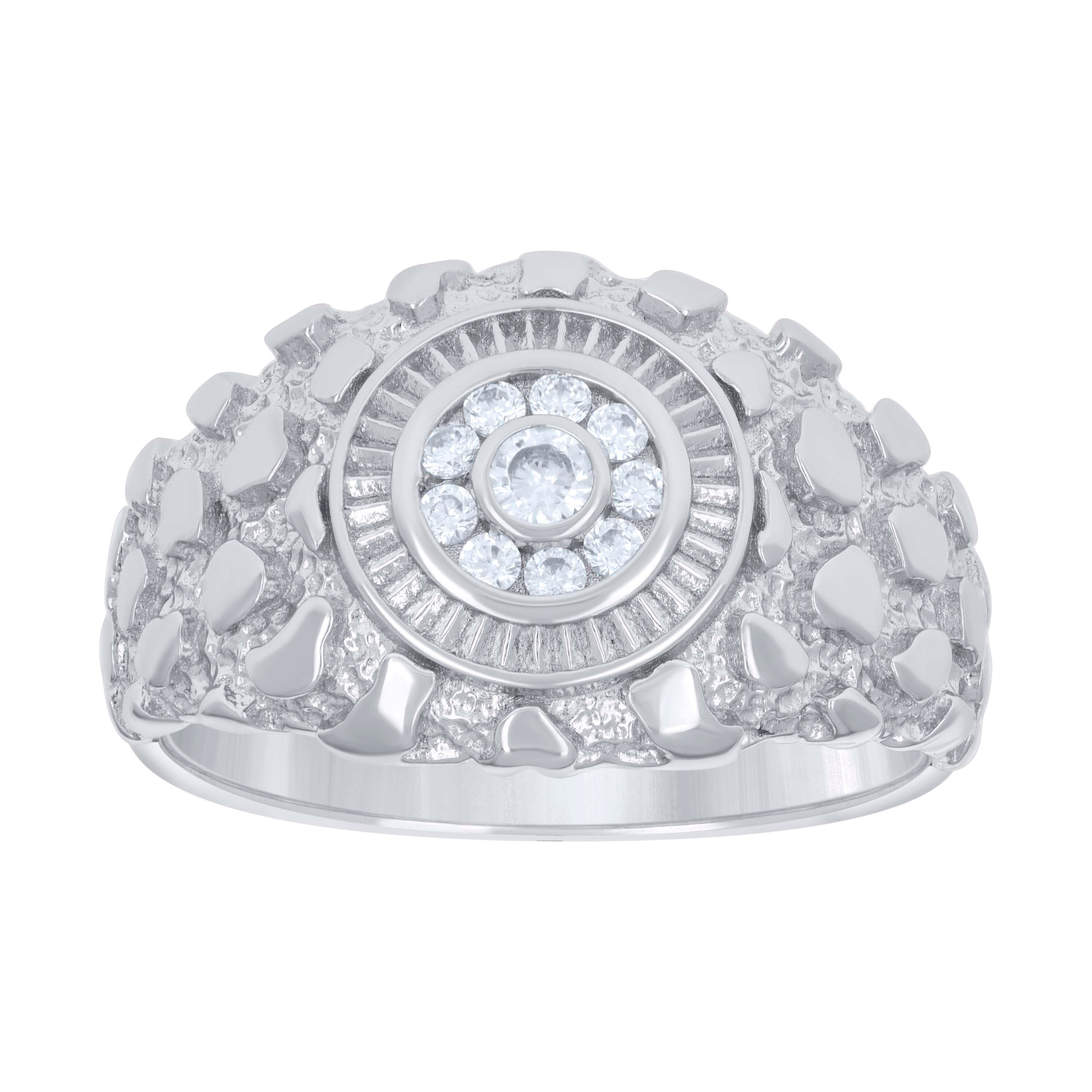 925 Sterling Silver Mens 0.26ct Moissanite Nugget Fashion Ring Size 9