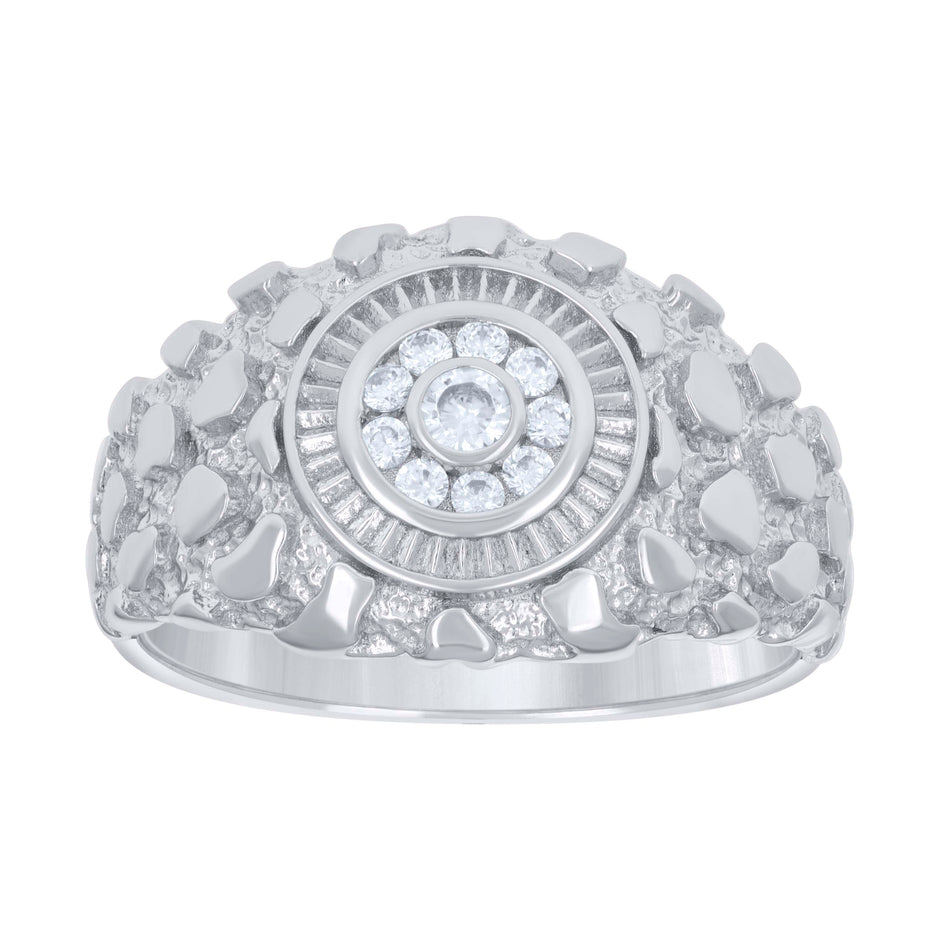925 Sterling Silver Mens 0.26ct Moissanite Nugget Fashion Ring Size 11 - SLV-129147
