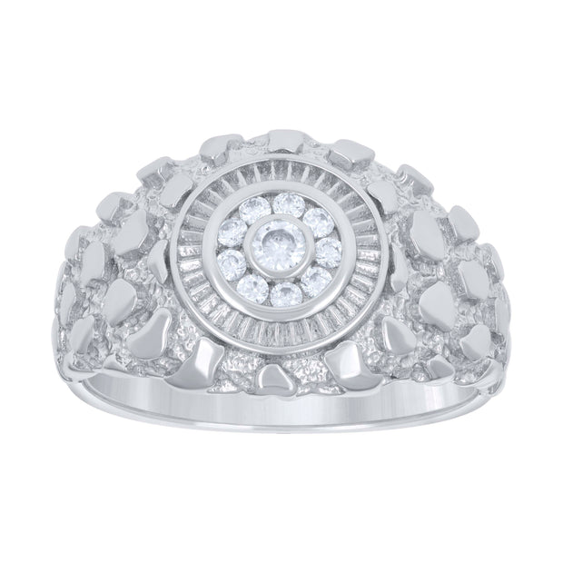 925 Sterling Silver Mens 0.26ct Moissanite Nugget Fashion Ring Size 10 - SLV-129146
