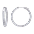 925 Sterling Silver Womens Cubic Zirconia Hoop Earrings 3mm X 30mm - SLV-129210