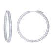925 Sterling Silver Womens Cubic Zirconia Hoop Earrings 3mm X 35mm - SLV-129211