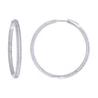 925 Sterling Silver Womens Cubic Zirconia Hoop Earrings 3mm X 40mm - SLV-129212