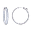 925 Sterling Silver Womens Cubic Zirconia Hoop Earrings 4mm X 25mm