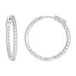 925 Sterling Silver Womens Cubic Zirconia Hoop Earrings 2mm X 30mm