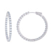 925 Sterling Silver Womens Cubic Zirconia Hoop Earrings 2.5mm X 35mm