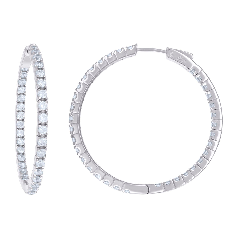 925 Sterling Silver Womens Cubic Zirconia Hoop Earrings 2.5mm X 45mm - SLV-129224