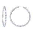 925 Sterling Silver Womens Cubic Zirconia Hoop Earrings 2.5mm X 45mm - SLV-129224