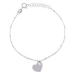 925 Sterling Silver Womens Heart Charm Bracelet Size 7.5 Inches 