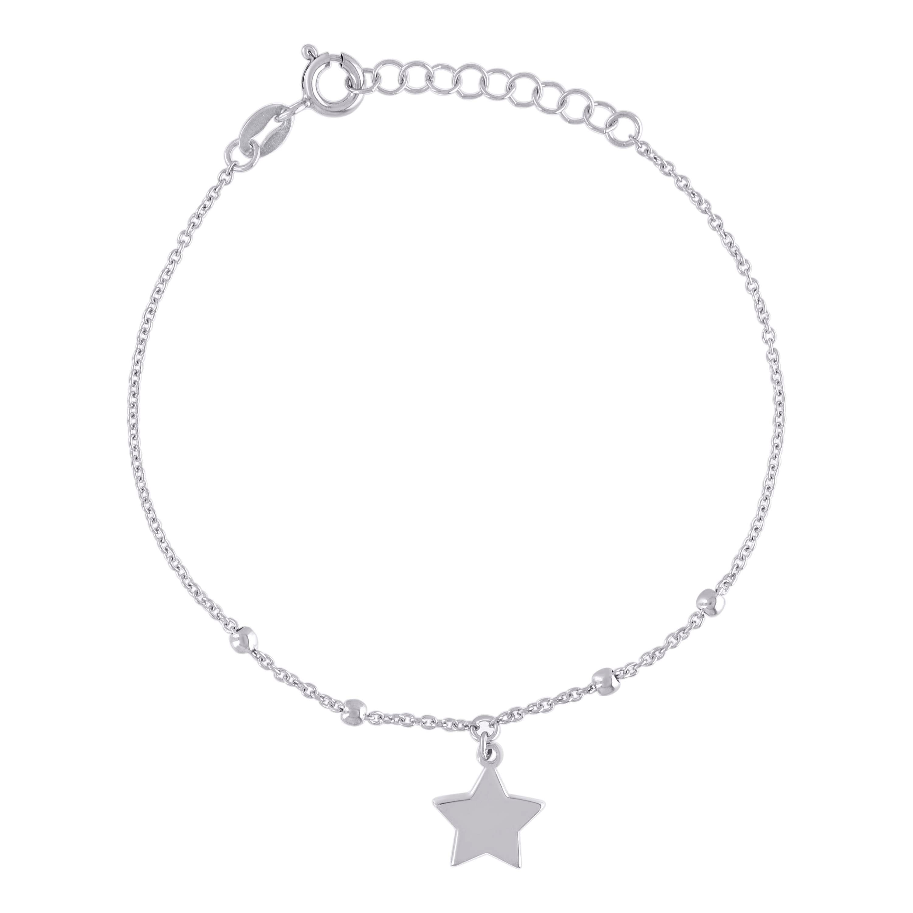 925 Sterling Silver Womens Star Fashion Charm Bracelet Size 7.5 Inches 