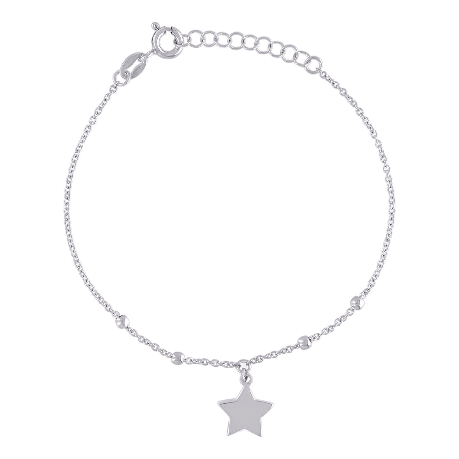 925 Sterling Silver Womens Star Fashion Charm Bracelet Size 7.5 Inches 