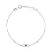 925 Sterling Silver Womens Black Enameled Evil Eye Good Luck Charm Bracelet Size 7.5 Inches 