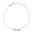 925 Sterling Silver Womens Love Charm Bracelet Size 7.5 Inches 