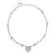 925 Sterling Silver Womens Heart Charm Bracelet Size 7.5 Inches 