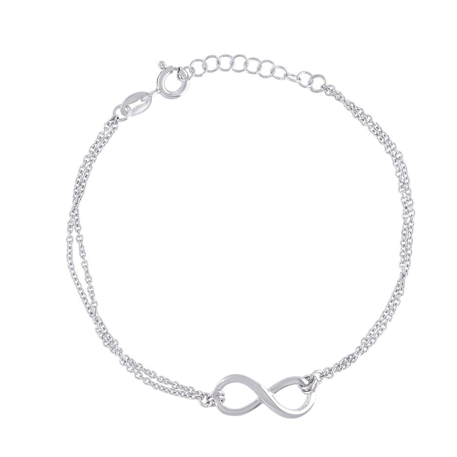 925 Sterling Silver Womens Infinity Charm Bracelet Size 7.5 Inches 