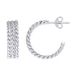 925 Sterling Silver Womens Twisted C-Shape Fashion Hoop Earrings