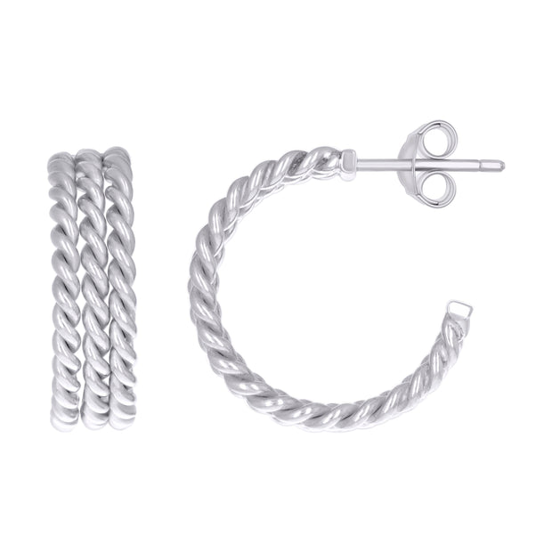 925 Sterling Silver Womens Twisted C-Shape Fashion Hoop Earrings