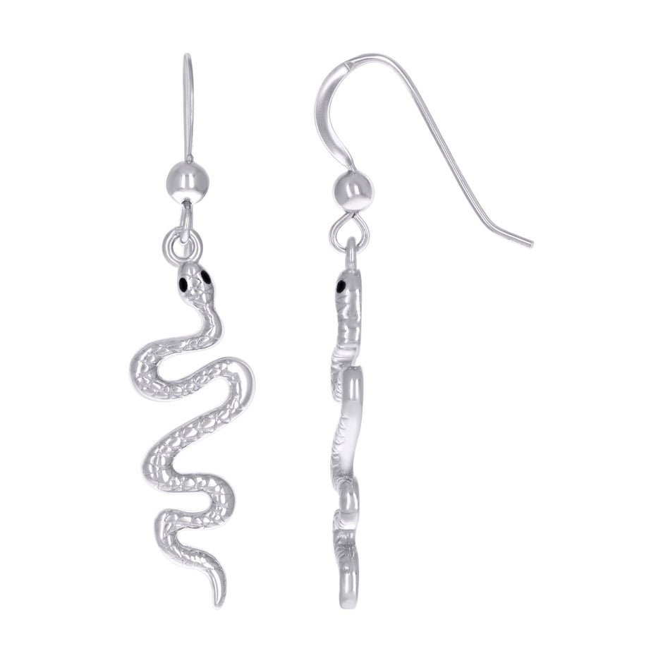 925 Sterling Silver Womens Enameled Snake Reptile Wildlife Danglers Earrings