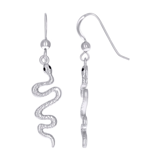925 Sterling Silver Womens Enameled Snake Reptile Wildlife Danglers Earrings
