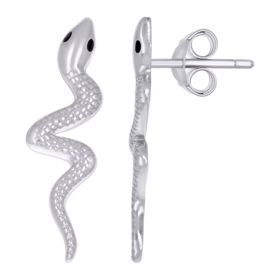 925 Sterling Silver Womens Enameled Snake Reptile Wildlife Stud Earrings