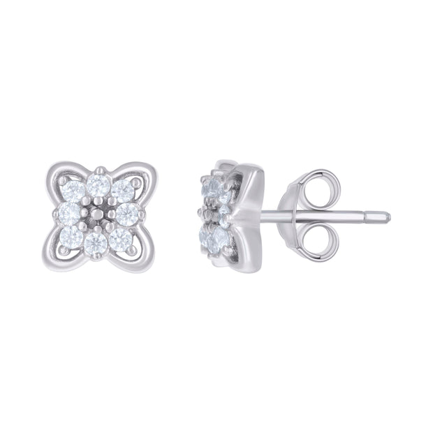 925 Sterling Silver Womens Cubic-Zirconia Fashion Stud Earrings