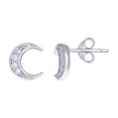 925 Sterling Silver Womens Cubic-Zirconia Moon Fashion Stud Earrings