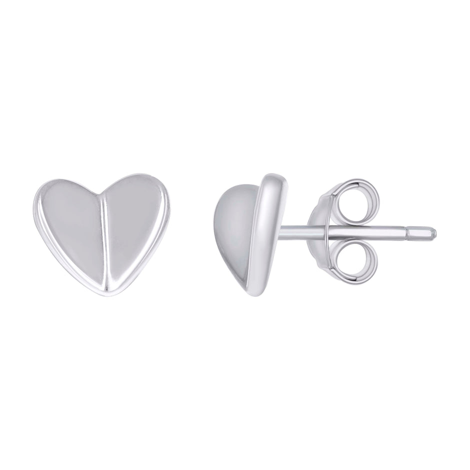 925 Sterling Silver Womens Heart Stud Earrings