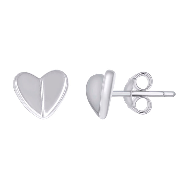 925 Sterling Silver Womens Heart Stud Earrings
