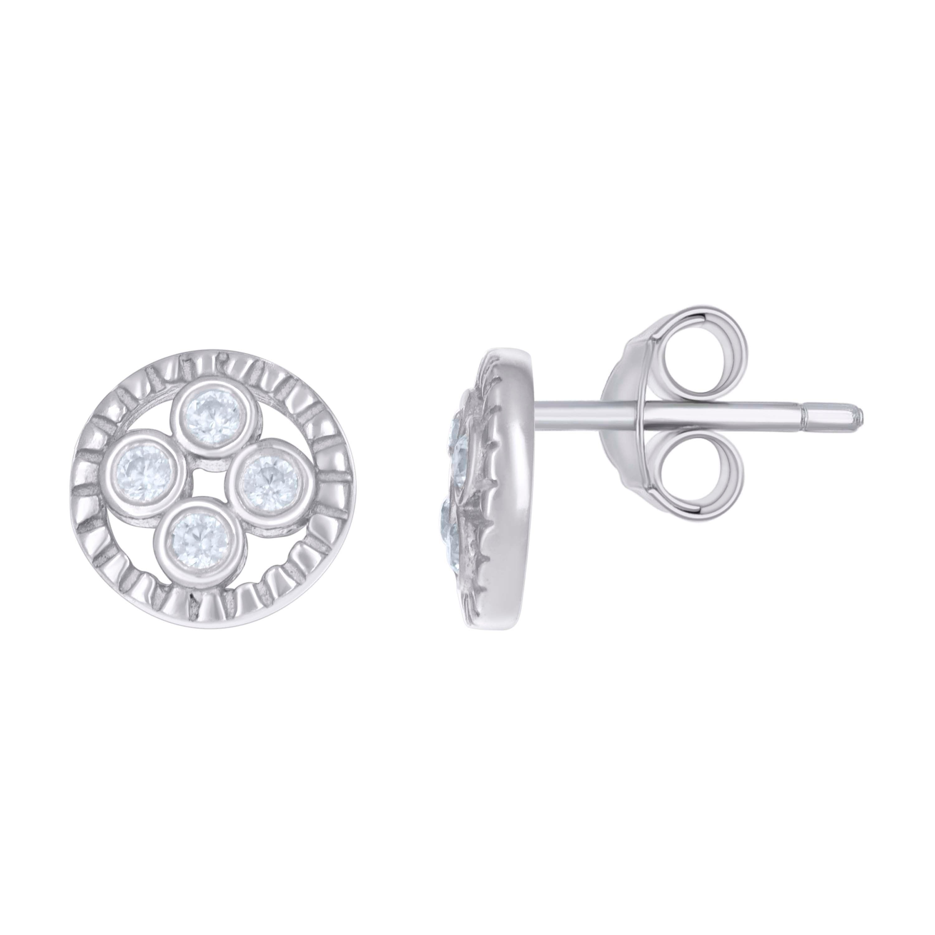 925 Sterling Silver Womens Cubic-Zirconia Fashion Stud Earrings