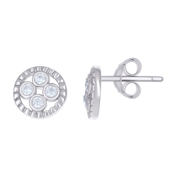 925 Sterling Silver Womens Cubic-Zirconia Fashion Stud Earrings