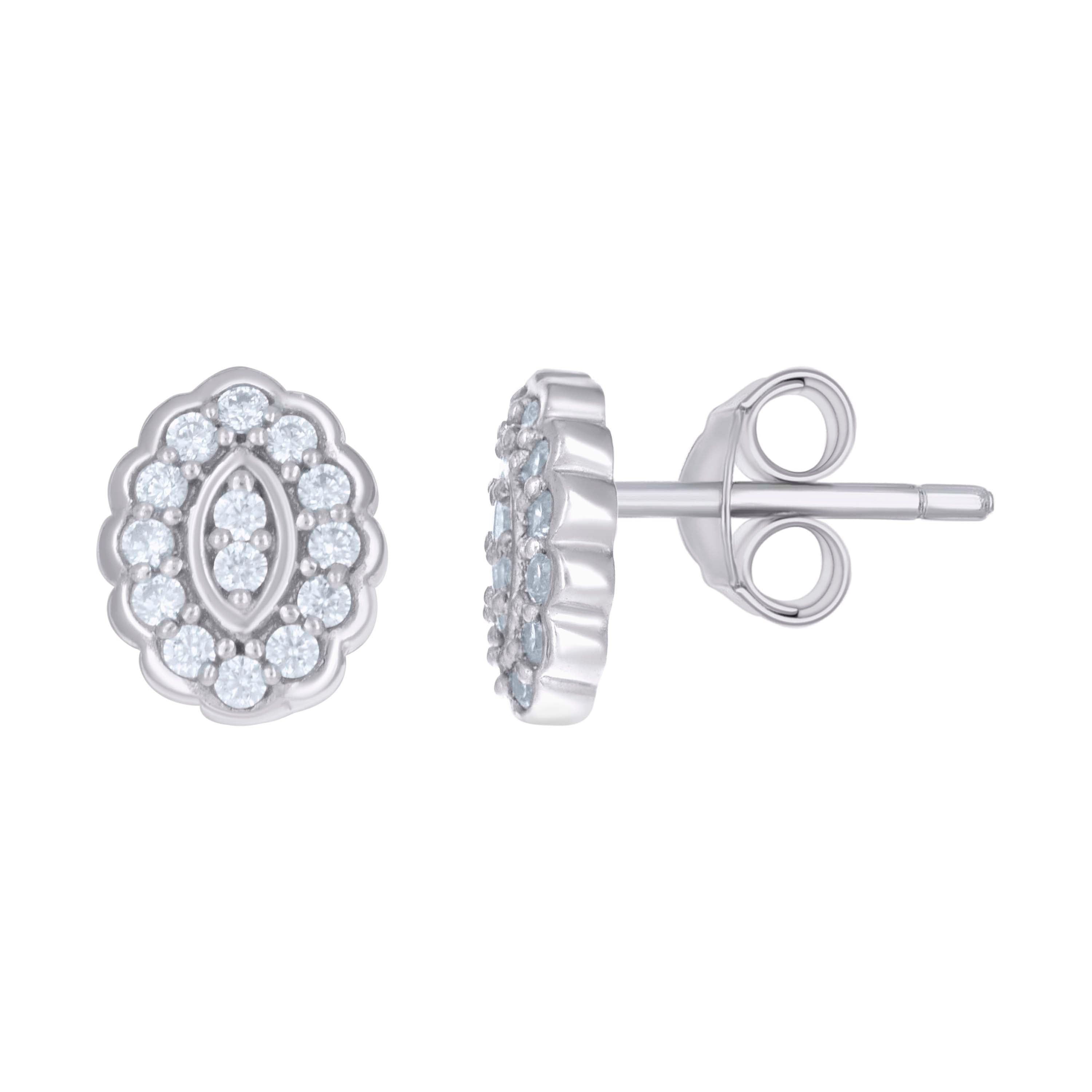 925 Sterling Silver Womens Cubic-Zirconia Fashion Stud Earrings