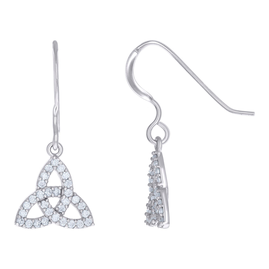 925 Sterling Silver Womens Cubic-Zirconia Trinity Knot Fashion Danglers Earrings