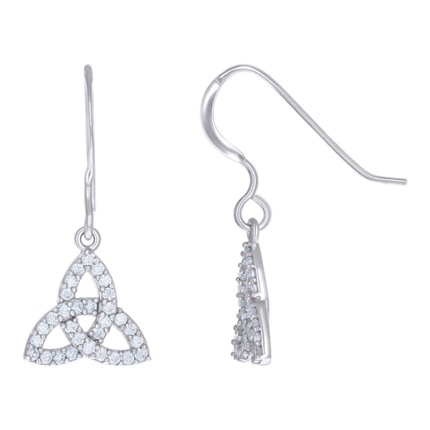 925 Sterling Silver Womens Cubic-Zirconia Trinity Knot Fashion Danglers Earrings