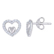 925 Sterling Silver Womens Cubic-Zirconia Heart Stud Earrings