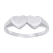925 Sterling Silver Womens Cubic-Zirconia Double Heart Ring Size 9 - SLV-129261